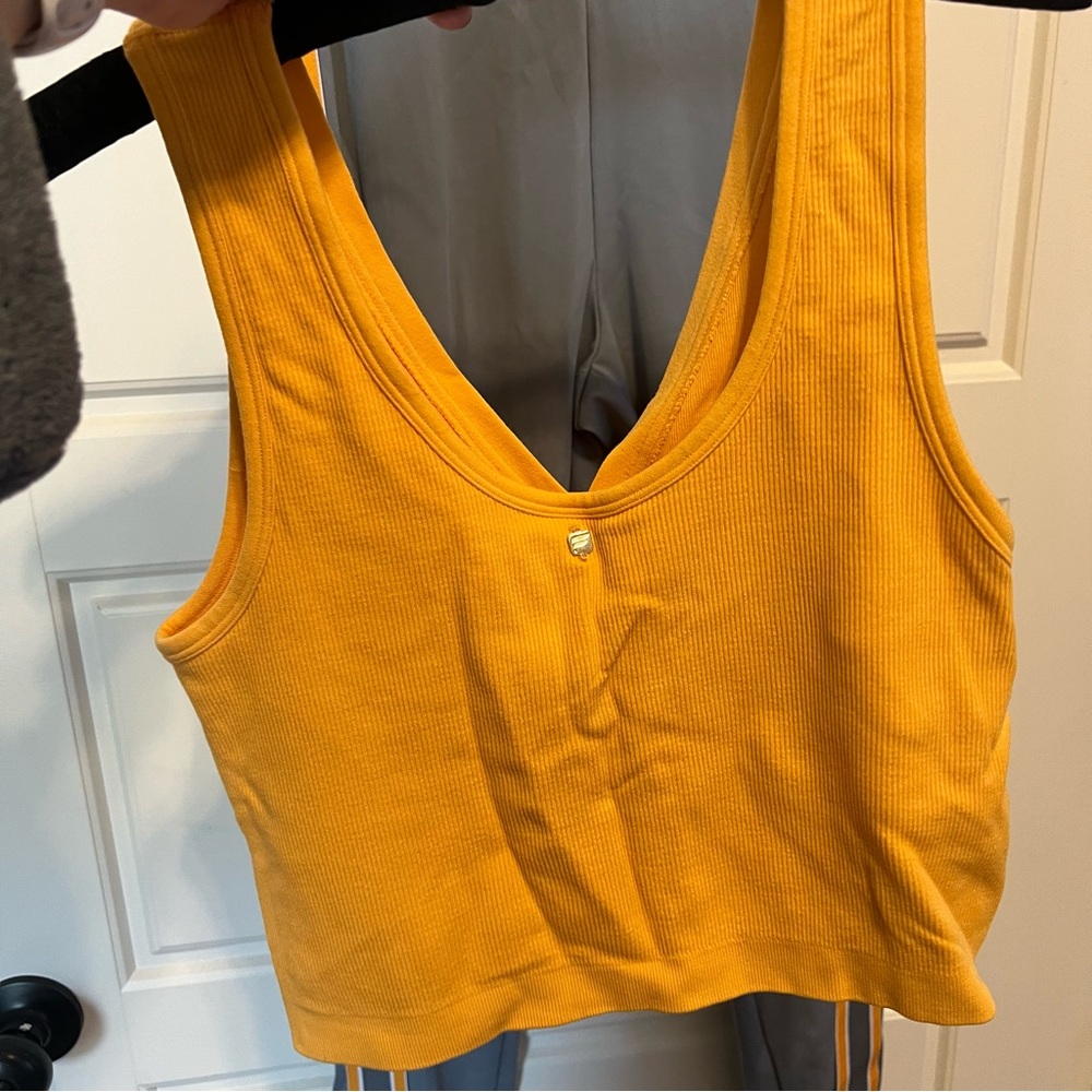 Fabletics Orange And Gray Track Pants Set - image 4